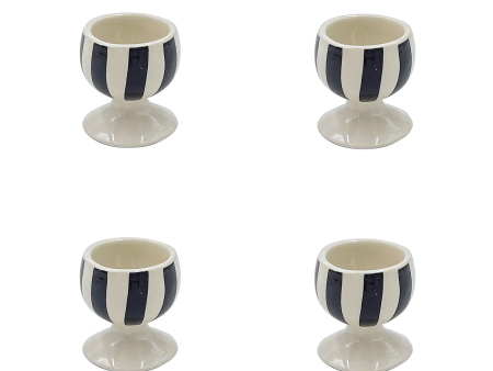 Black Stripes Egg Cups (Set of 4) on Sale