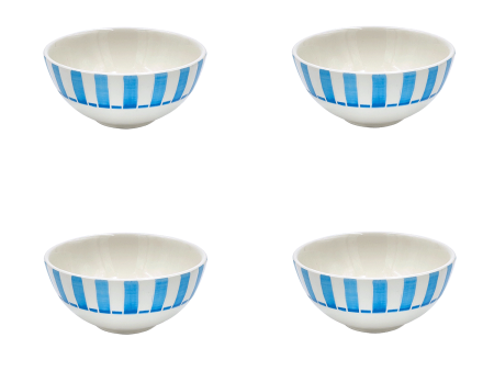 Small Light Blue Stripes Bowls (Set of 4) Online Hot Sale