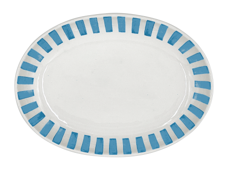 Small Light Blue Stripes Oval Platter For Discount