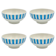 Medium Light Blue Stripes Bowls (Set of 4) For Discount