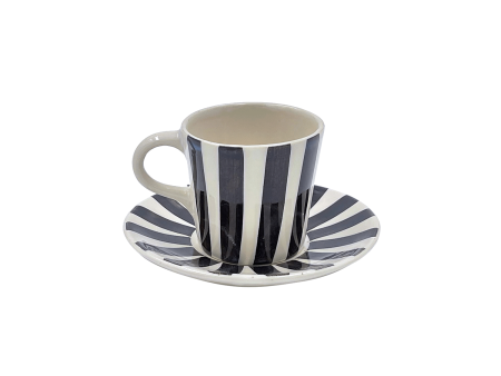 Black Stripes Espresso Cup & Saucer Sale