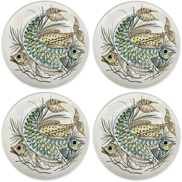 Yellow Aldo Fish Charger Plates (Set of 4) Discount