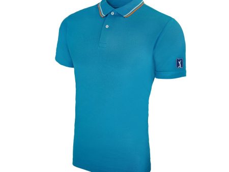 PGA TOUR Men s Knit Polo Line Blue S Discount