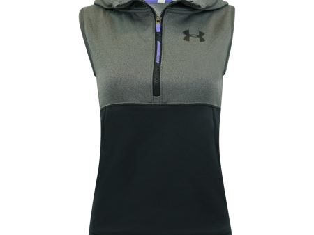 Under Armour Girl s Solid 1 4 Zip Fleece Hooded Vest Purple Charcoal Black XS Fashion