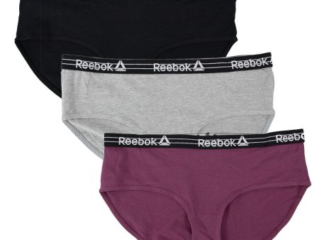 Reebok Women s Cotton Stretch Hipster Panties 3-Pack Hot on Sale