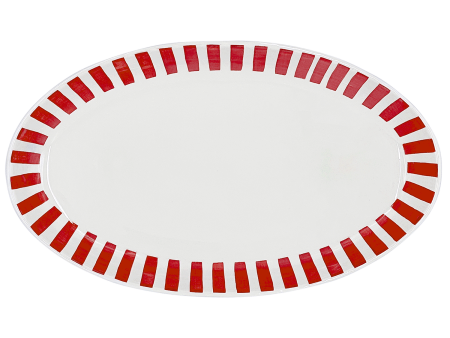 Large Red Stripes Oval Platter Online Hot Sale