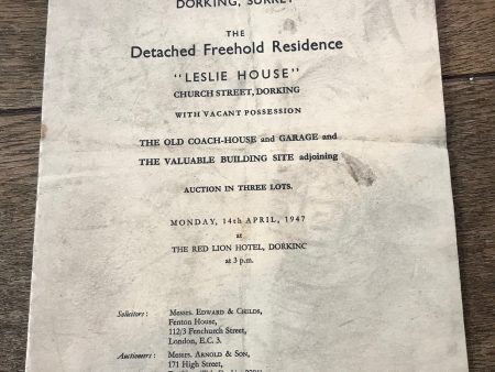 Leslie House, Church Street, Surrey 1947 Sales Particulars Online Sale