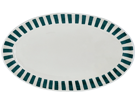 Large Green Stripes Oval Platter Supply