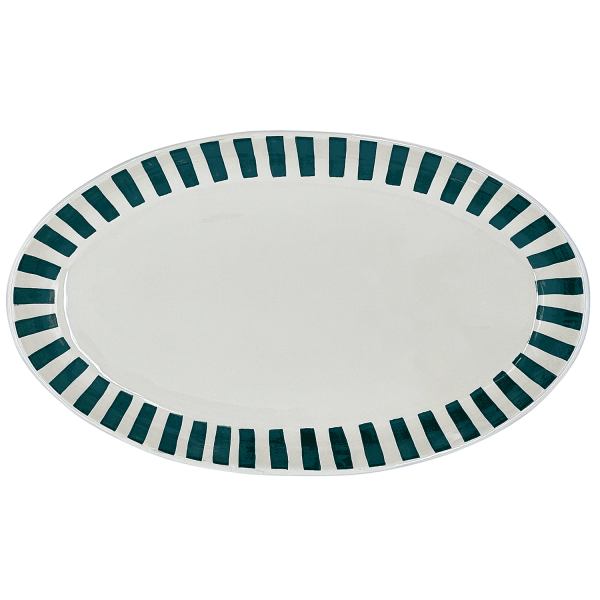 Large Green Stripes Oval Platter Supply