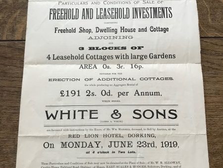 Shop & Cottage, St. John s Road, Westcott 1919 Sales Particulars Sale