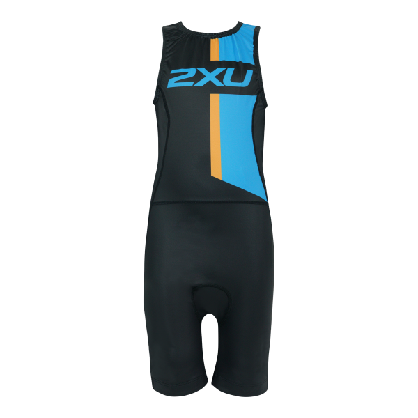 2XU Kids Active Youth Tri Suit Black Blue 10 Discount