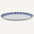 Large Navy Blue Stripes Oval Platter Cheap