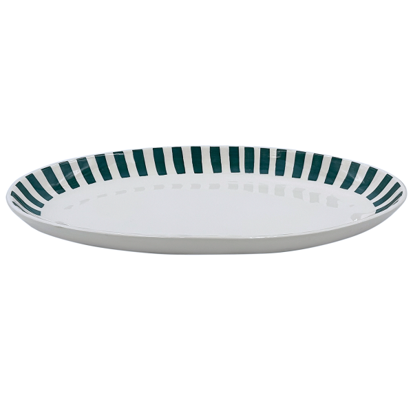 Large Green Stripes Oval Platter Supply