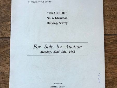 Braeside. No. 6 Glenwood, Dorking, Surrey 1968 Sales Particulars For Cheap