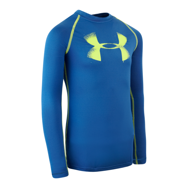 Under Armour Boys  Heatgear Fitted Big Logo L S Shirt For Cheap