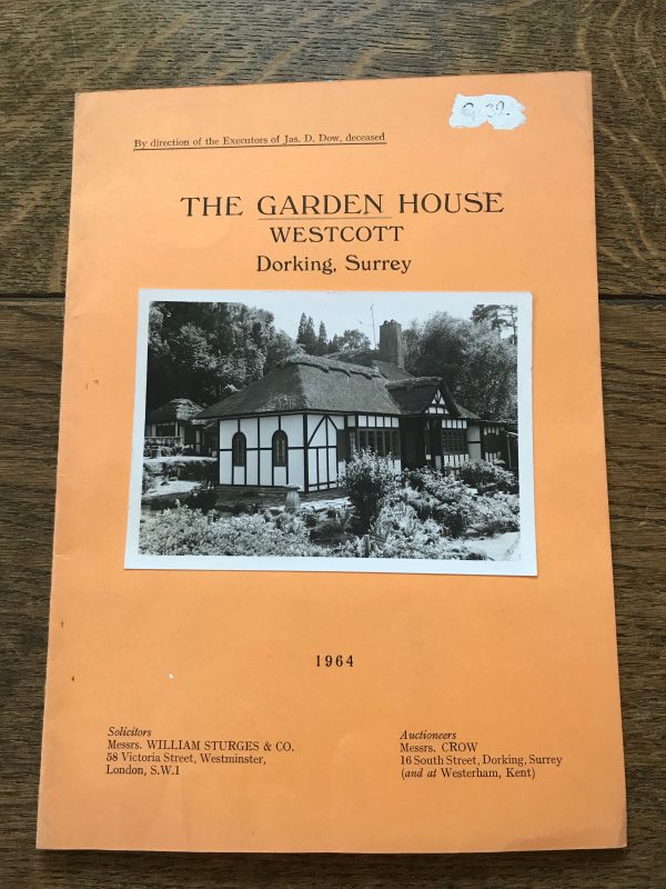 The Garden House, Westcott, Surrey 1964 Sales Particulars Supply