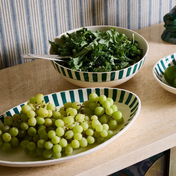 Large Green Stripes Oval Platter Supply