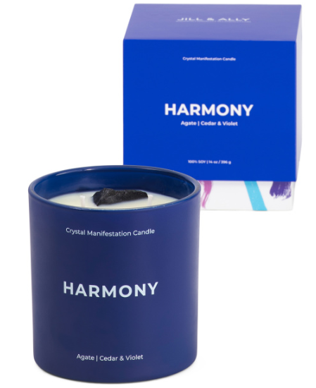 Harmony 14oz Cedar-Scented Candle with Agate Crystal Accent Cheap