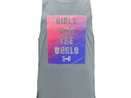 Under Armour Girl s Sleeveless Shirt Girls Run The World  Light Grey Pink Blue S Online Sale