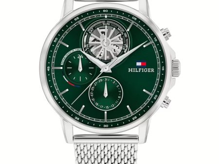 Men s Watch Tommy Hilfiger 1692157 Green Silver For Discount