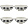 Large Black Stripes Bowls (Set of 4) For Cheap