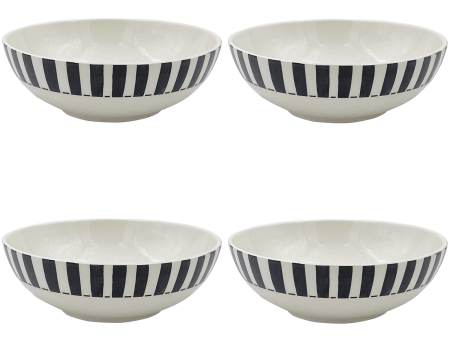 Large Black Stripes Bowls (Set of 4) For Cheap