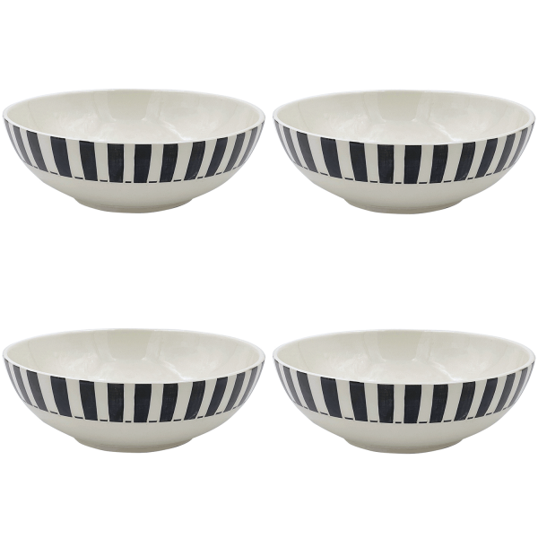 Large Black Stripes Bowls (Set of 4) For Cheap