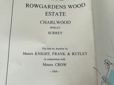 Map of the Rowgardens Wood Estate, Charlwood 1964 Sales Particulars For Sale