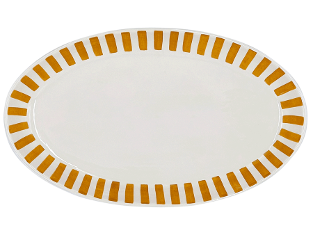 Large Yellow Stripes Oval Platter Supply