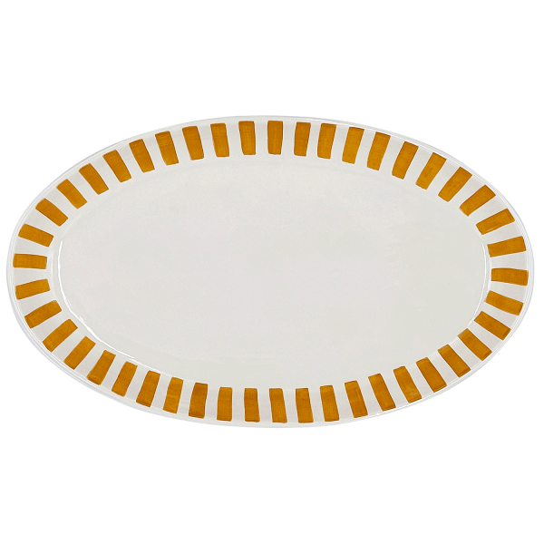 Large Yellow Stripes Oval Platter Supply