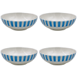 Large Light Blue Stripes Bowls (Set of 4) Supply