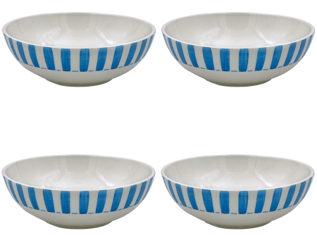 Large Light Blue Stripes Bowls (Set of 4) Supply