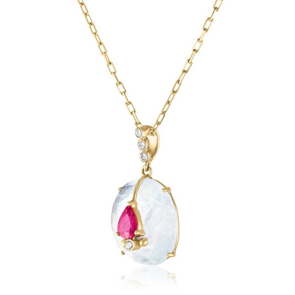 MOONSTONE AND RUBY PENDANT Online Hot Sale