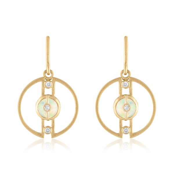 Petite Hoop Earrings with Ethiopian Opals and Diamonds Online Sale