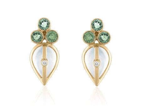 MOONSTONE AND GREEN SAPPHIRE STUD EARRINGS Supply