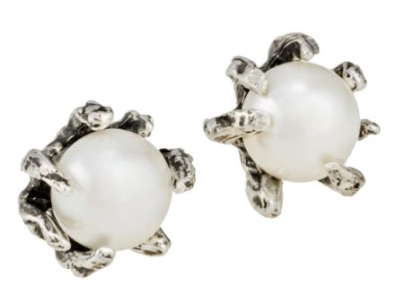 White Pearl Claw Studs For Cheap