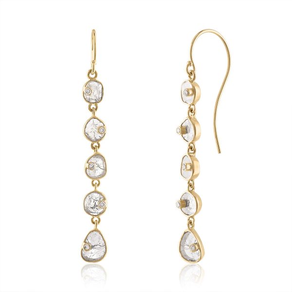 ALYA DIAMOND SLICE LINEAR EARRINGS Supply