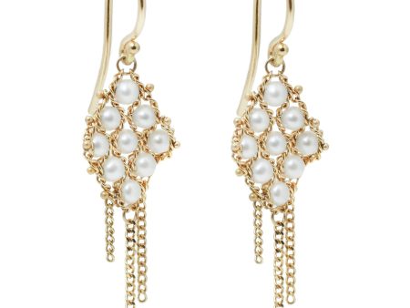 Pearl Woven Lattice Earrings on Sale