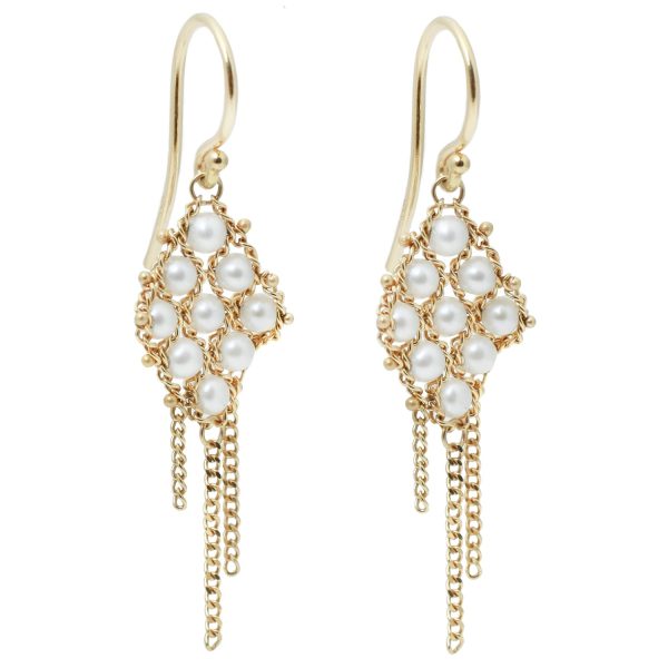 Pearl Woven Lattice Earrings on Sale