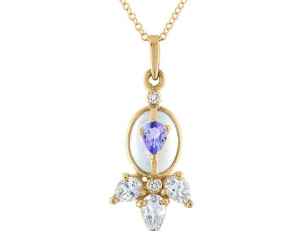 Petite Moonstone Pendant with White Topaz Discount