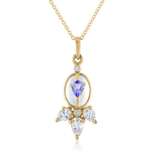 Petite Moonstone Pendant with White Topaz Discount