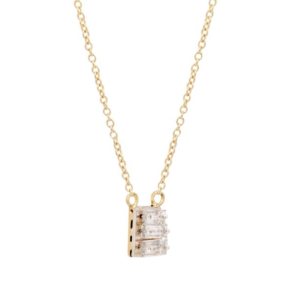 Triple Baguette Diamond Necklace For Discount