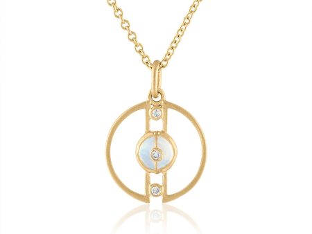 Petite Moonstone Pendant with  Diamonds For Discount