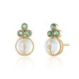 Clover Moonstone and Green Sapphire Stud Earrings on Sale