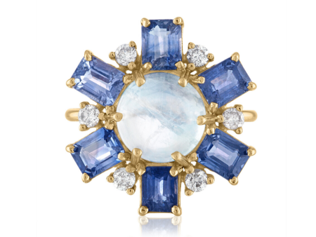 Celebration Moonstone and Sapphire Ring Online now