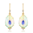 Single Drop Ethiopian Opal and Tanzanite Earrings Supply