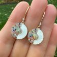 Round Earrings with Sapphires, Enamel and Ethiopian Opal on Sale