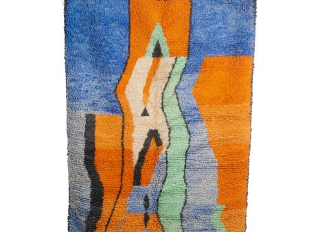 Orange & Blue Moroccan Rug For Sale