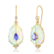 Single Drop Ethiopian Opal and Tanzanite Earrings Supply