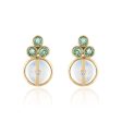 Clover Moonstone and Green Sapphire Stud Earrings on Sale